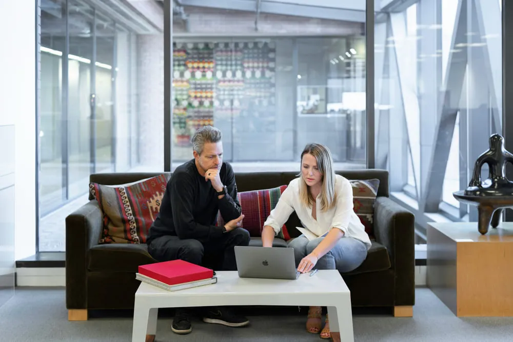 Team collaborating in a modern office
